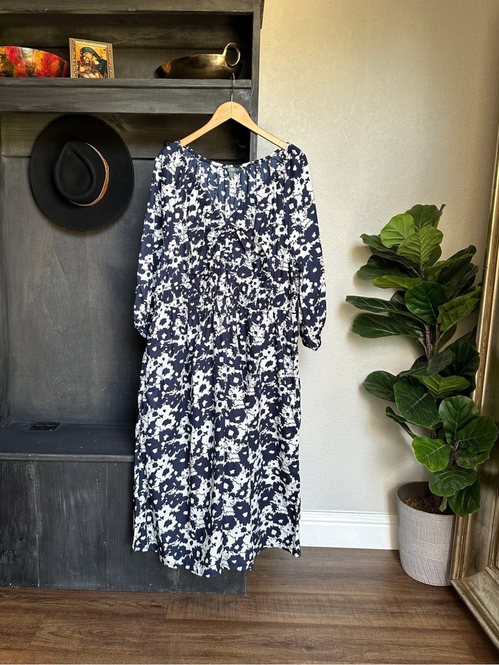 Terra & Sky Womens Plus Size Midi Dress - Cinched Waist 3/4 Sleeve 3X